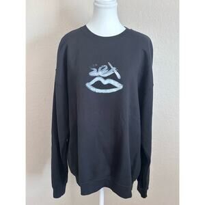 Fruit Of The Loom Women’s Black Kiss Longsleeve Crew Sweatshirt - XL
